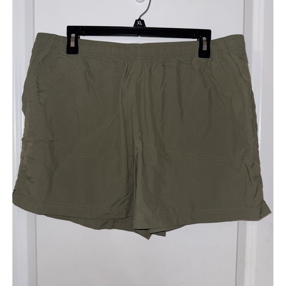 Women's Columbia Size XL Elastic Waist Nylon Outdoor Cargo‎ Shorts Olive Green